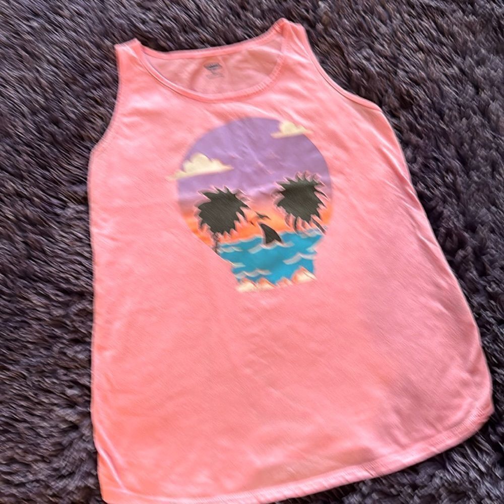 Old Navy tropical skull graphic tank top